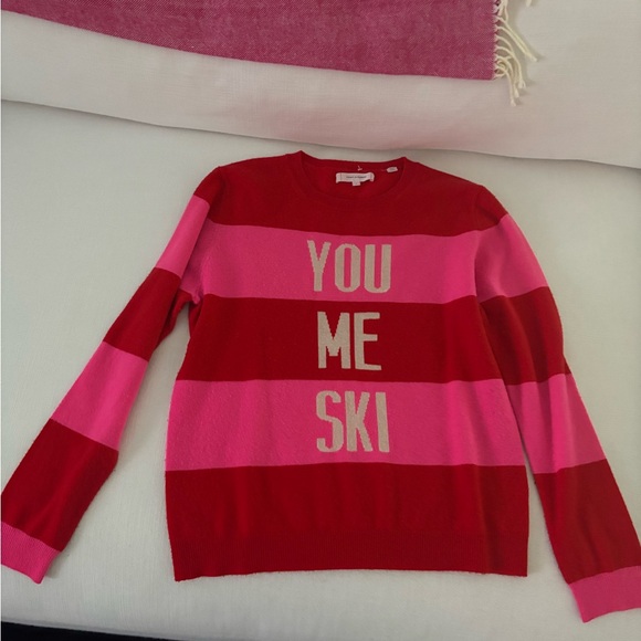 Chinti & Parker Sweaters - Chinti & Parker Red and Pink “You Me Ski” Striped Sweater